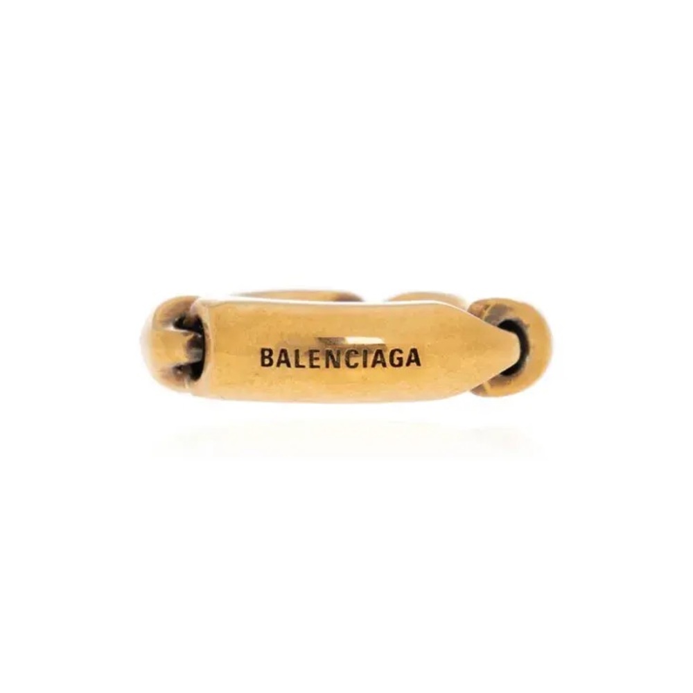 New Balenciaga Solid 2.0 Gold tone Ring unisex authentic Size 52 designer